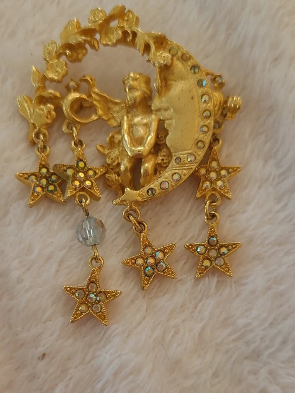 Kirk's Folly Gold-Tone Moon & Star Pendant Brooch - Gold